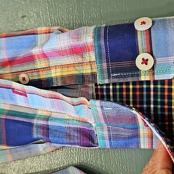 ALAN FLUSSER mens blue plaid‎ long sleeve shirt. Contrast colar and cuff … - Picture 10 of 11